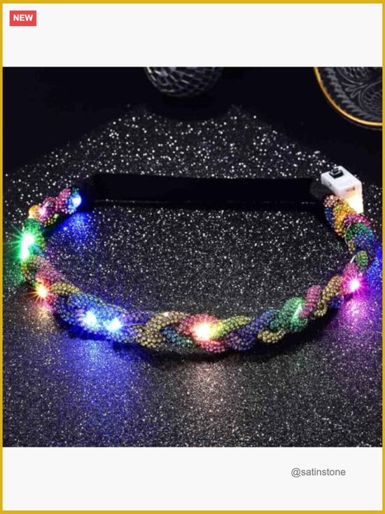 Light Up Rhinestone Headband LED Glowing Hair Chain Sparkly Rave Costume